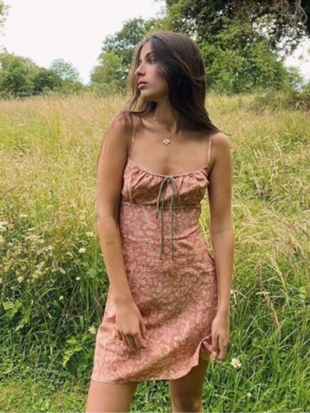 Realisation Par Inez Dazed Paisley Blush Silk Mini Dress